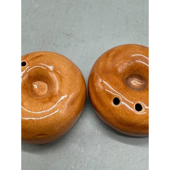 Vintage Ceramic Brown Donut-Style Salt & Pepper Shakers With Glossy Finish READ - Picture 5 of 8